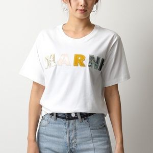 MARNI Embroidery White Short Sleeve Tee T-Shirt